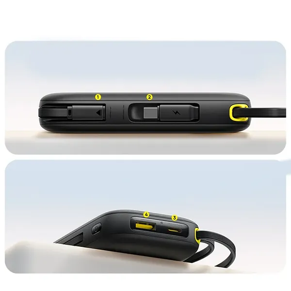 Powerbank Baseus EnerFill FC31 20000mAh 45W z wyświetlaczem cyfrowym z 2 wbudowanymi kablami USB-C - czarny