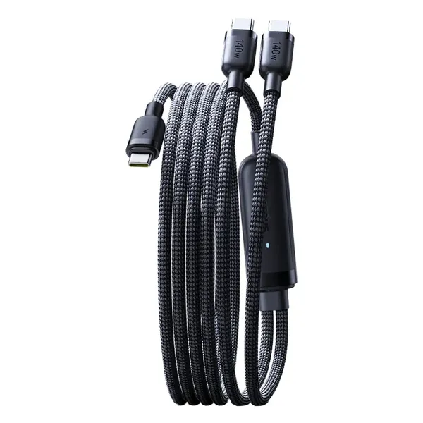 Kabel Baseus Flash 4 140W 2w1 USB-C do USB-C + USB-C 1.5 m - czarny