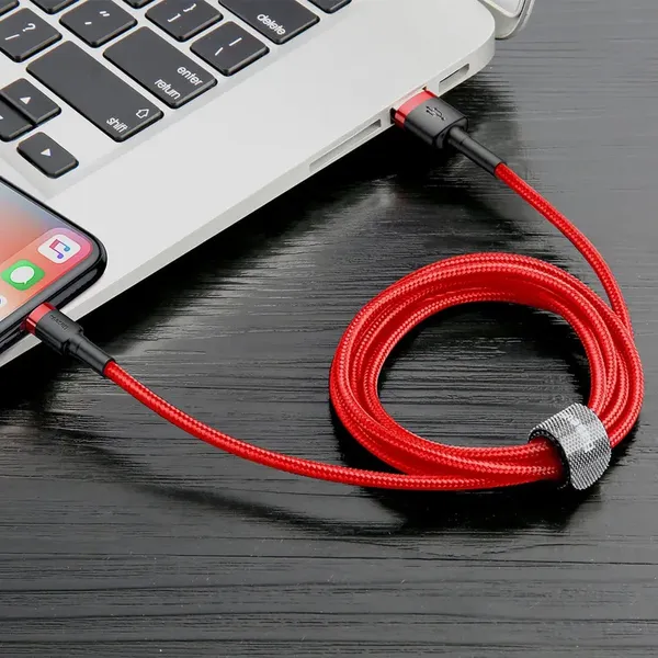 Kabel Baseus Cafule USB-A / Lightning 2.4A QC 3.0 1 m - czerwony