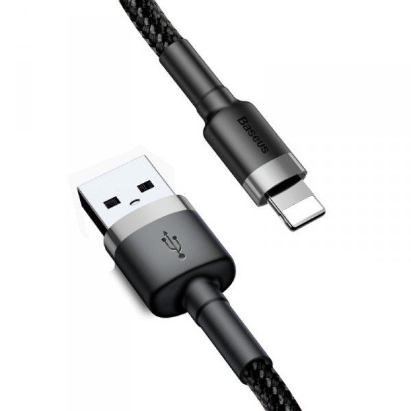 Kabel Baseus Cafule USB-A / Lightning 2.4A QC 3.0 1 m - czarno-szary