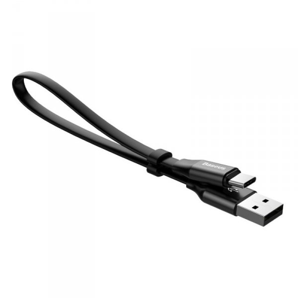 Baseus Nimble płaski kabel przewód USB / USB-C z uchwytem 2A 0,23M czarny (CATMBJ-01)
