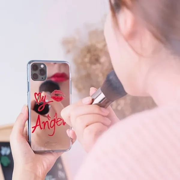 Kingxbar Angel lustrzane etui ozdobione oryginalnymi Kryształami Swarovskiego iPhone 11 Pro Max lusterko przezroczysty