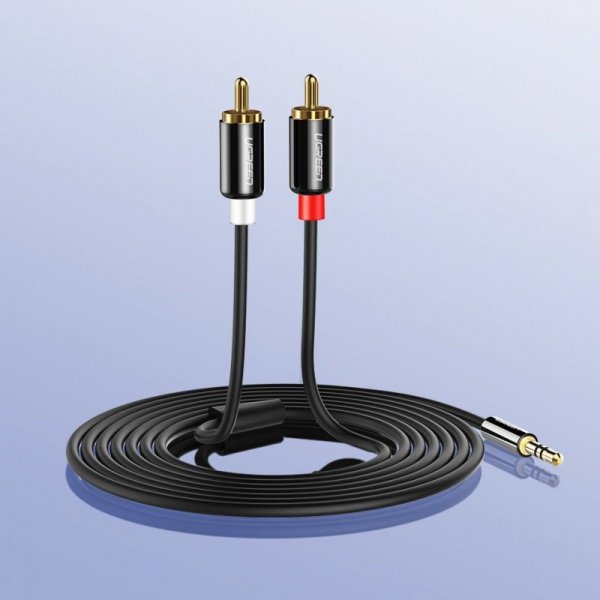Ugreen kabel przewód audio 3,5 mm mini jack - 2RCA 3m czarny (10590)