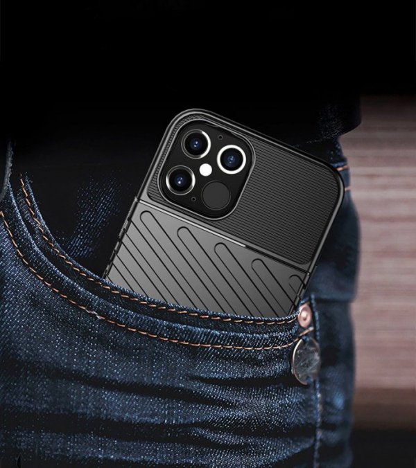 Thunder Case elastyczne pancerne etui pokrowiec iPhone 12 Pro Max niebieski