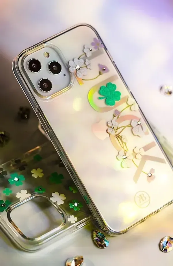 Kingxbar Lucky Series etui ozdobione oryginalnymi Kryształami Swarovskiego iPhone 12 mini przezroczysty (Luck)