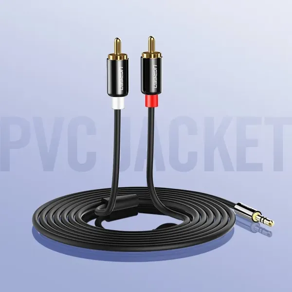 Ugreen kabel przewód audio 3,5 mm mini jack - 2RCA 2 m czarny (AV116 10584)