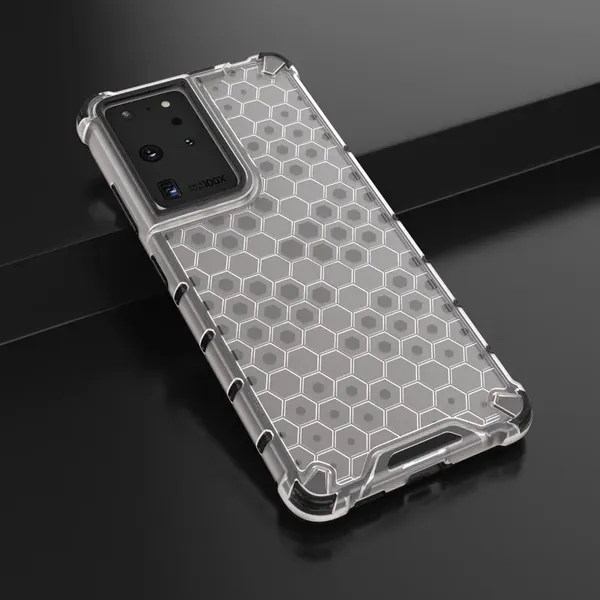 Honeycomb etui pancerny pokrowiec z żelową ramką Samsung Galaxy S21 Ultra 5G przezroczysty