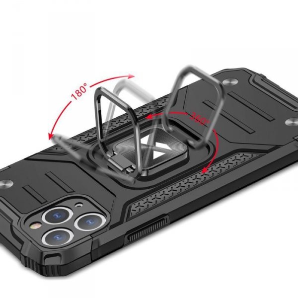 Wozinsky Ring Armor pancerne hybrydowe etui pokrowiec + magnetyczny uchwyt iPhone 11 Pro różowy