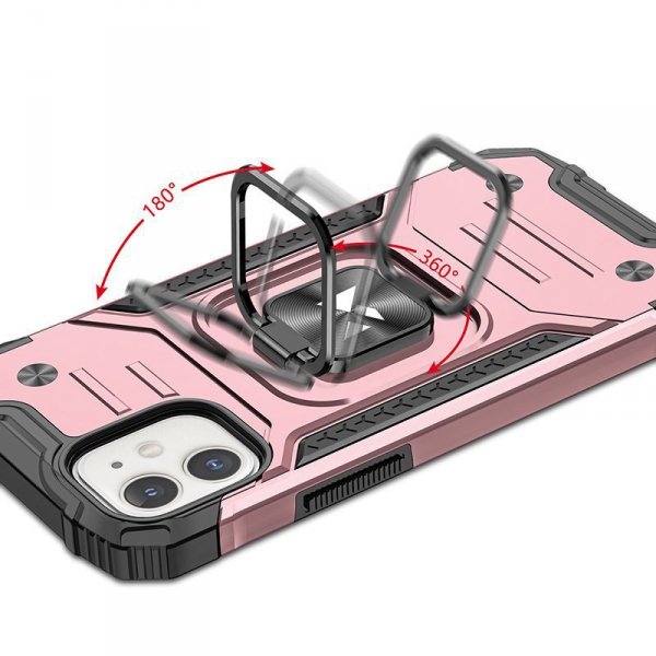 Wozinsky Ring Armor pancerne hybrydowe etui pokrowiec + magnetyczny uchwyt iPhone 12 mini różowy