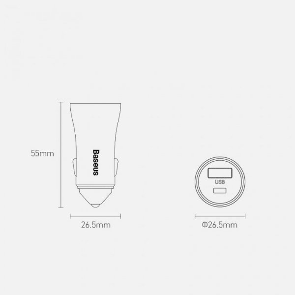 Baseus Golden Contactor Pro szybka ładowarka samochodowa USB Typ C / USB 40 W Power Delivery 3.0 Quick Charge 4+ SCP FCP AFC + k