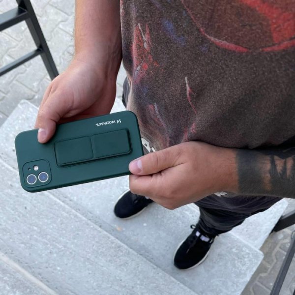 Wozinsky Kickstand Case silikonowe etui z podstawką iPhone 12 granatowe