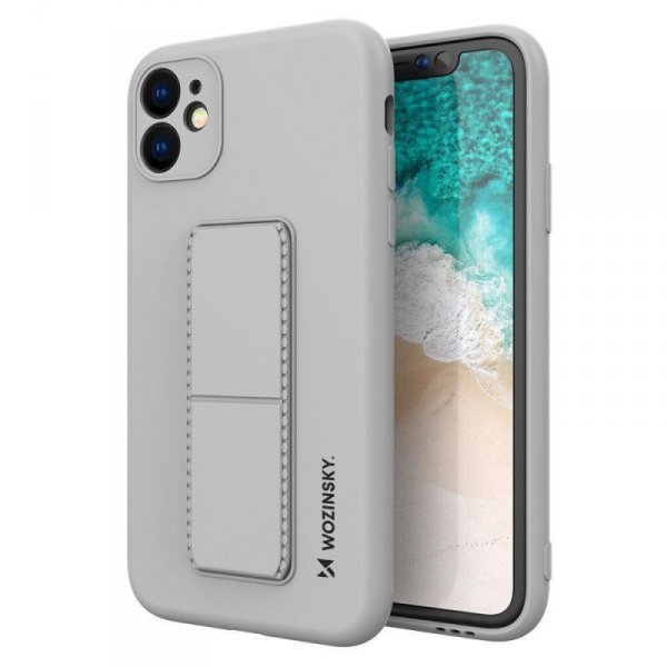 Wozinsky Kickstand Case silikonowe etui z podstawką iPhone 12 Pro szare