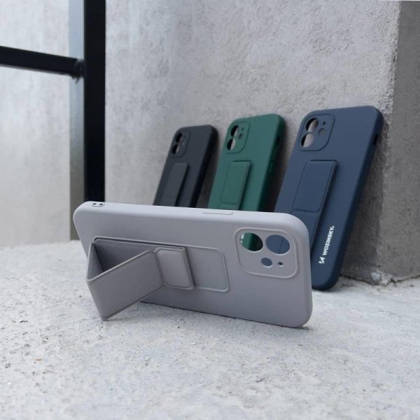 Wozinsky Kickstand Case silikonowe etui z podstawką iPhone 12 Pro szare