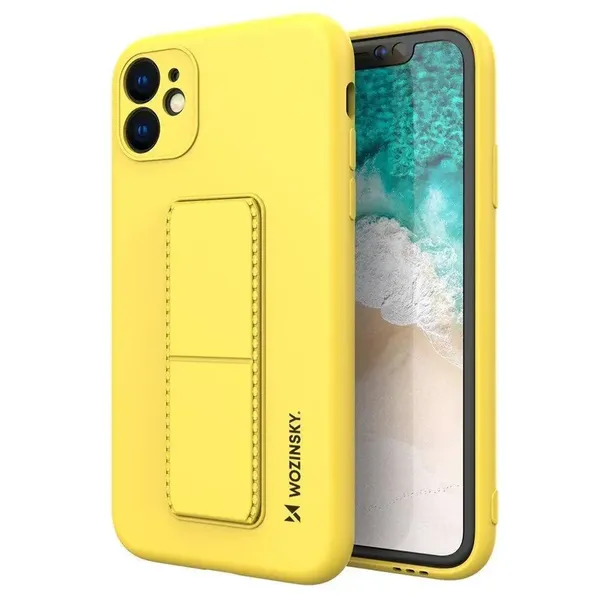 Wozinsky Kickstand Case silikonowe etui z podstawką iPhone 12 Pro żółte
