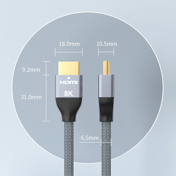 Wozinsky kabel HDMI 2.1 8K 60 Hz 48 Gbps / 4K 120 Hz / 2K 144 Hz 3 m srebrny (WHDMI-30)