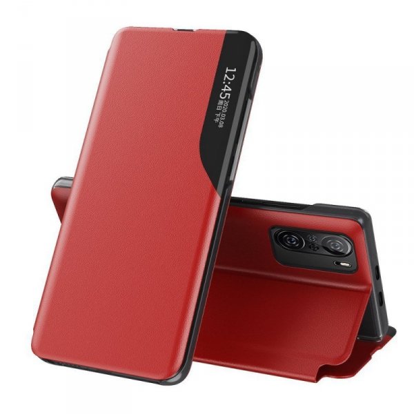 Eco Leather View Case elegancki futerał etui z klapką i funkcją podstawki Xiaomi Redmi K40 Pro+ / K40 Pro / K40 / Poco F3 czerwo