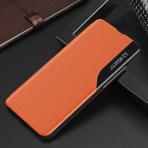 Eco Leather View Case elegancki futerał etui z klapką i funkcją podstawki Samsung Galaxy A22 4G pomarańczowy