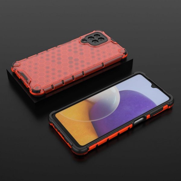 Honeycomb etui pancerny pokrowiec z żelową ramką Samsung Galaxy A22 4G czerwony