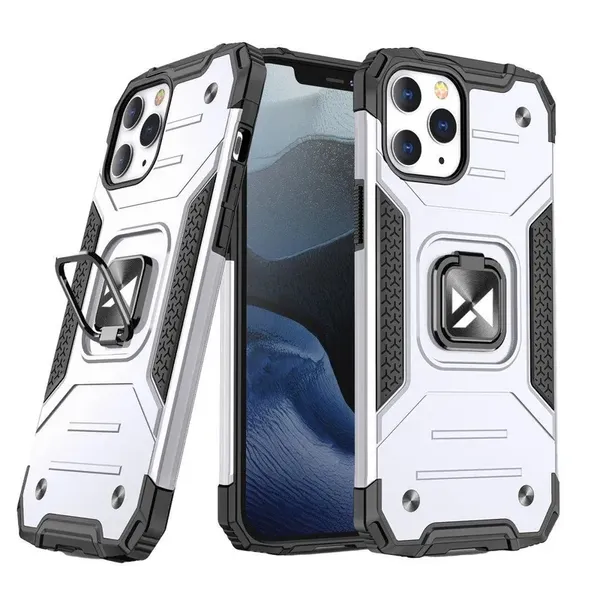 Wozinsky Ring Armor pancerne hybrydowe etui pokrowiec + magnetyczny uchwyt iPhone 13 srebrny