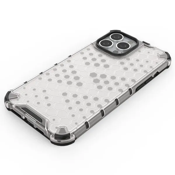 Honeycomb etui pancerny pokrowiec z żelową ramką iPhone 13 Pro Max czerwony