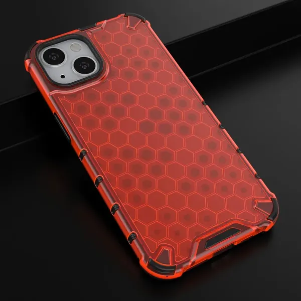 Honeycomb etui pancerny pokrowiec z żelową ramką iPhone 13 czerwony