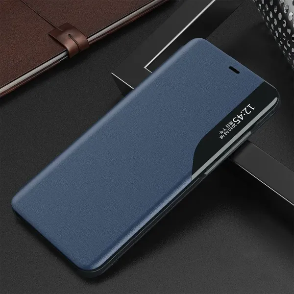 Eco Leather View Case elegancki futerał etui z klapką i funkcją podstawki iPhone 13 mini niebieski