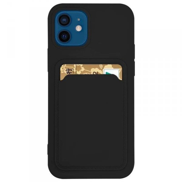 Card Case silikonowe etui portfel z kieszonką na kartę dokumenty do Samsung Galaxy A72 4G czarny