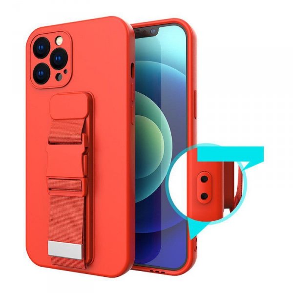 Rope case żelowe etui ze smyczą łańcuszkiem torebka smycz iPhone 12 mini czarny