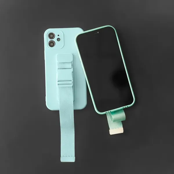 Rope case żelowe etui ze smyczą łańcuszkiem torebka smycz Samsung Galaxy A32 4G ciemnozielony