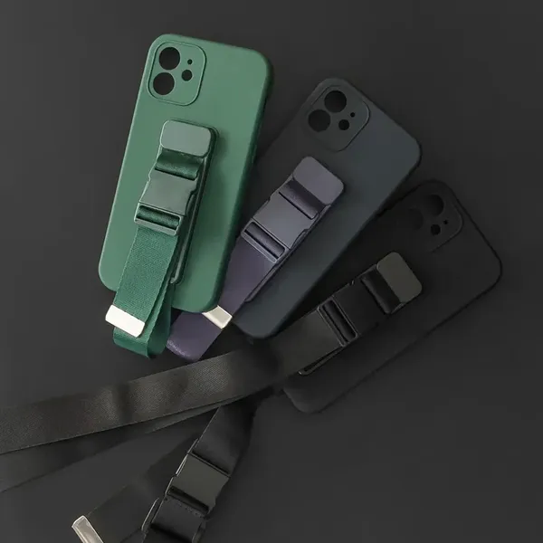 Rope case żelowe etui ze smyczą łańcuszkiem torebka smycz Samsung Galaxy A22 4G czerwony