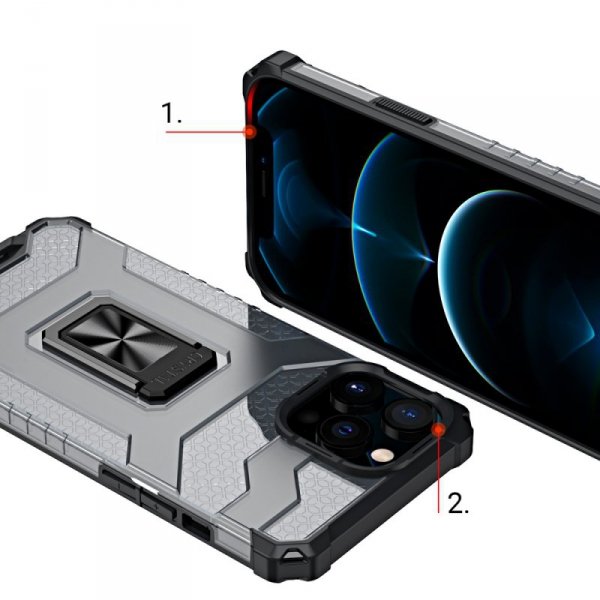 Crystal Ring Case pancerne hybrydowe etui pokrowiec + magnetyczny uchwyt iPhone 11 Pro czarny