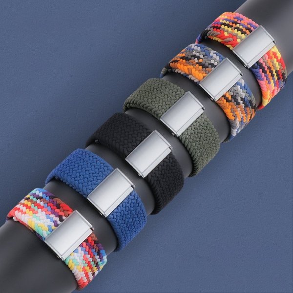 Pleciony materiałowy pasek bransoletka Strap Fabric opaska do Apple Watch 42 / 44 / 45 / 49 mm - czarno-biały