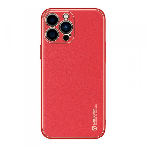 Dux Ducis Yolo eleganckie etui pokrowiec ze skóry ekologicznej iPhone 13 Pro czerwony