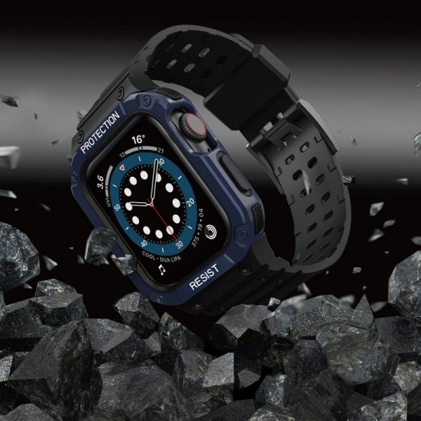Pasek z etui ochronnym Protect Strap Band do Apple Watch 38 / 40 / 41 mm opaska obudowa pancerna - czarny, niebieski