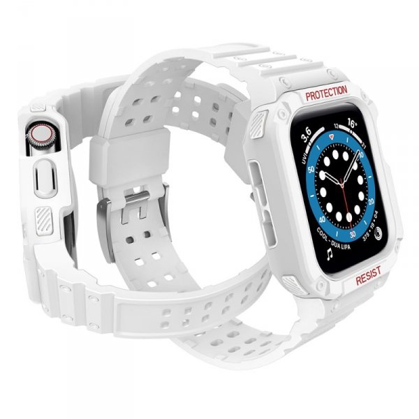 Pasek z etui ochronnym Protect Strap Band do Apple Watch 42 / 44 / 45 mm opaska obudowa pancerna - biały