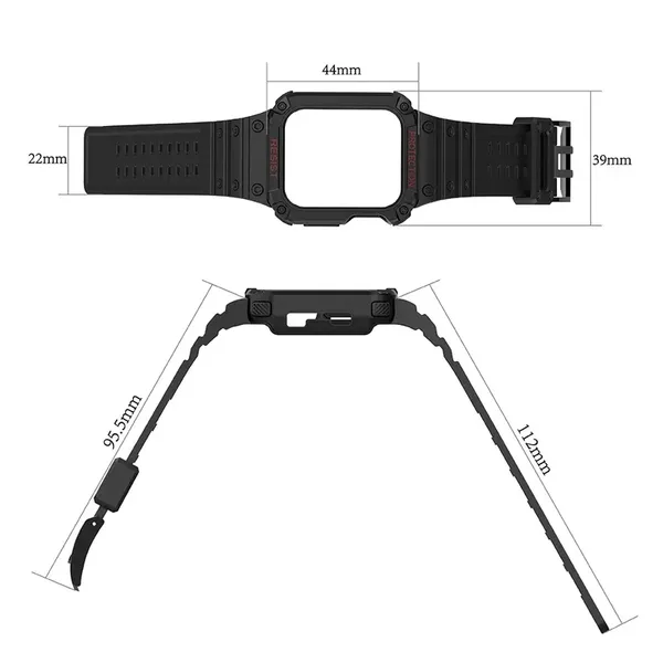 Pasek z etui ochronnym Protect Strap Band do Apple Watch 42 / 44 / 45 mm opaska obudowa pancerna - biały