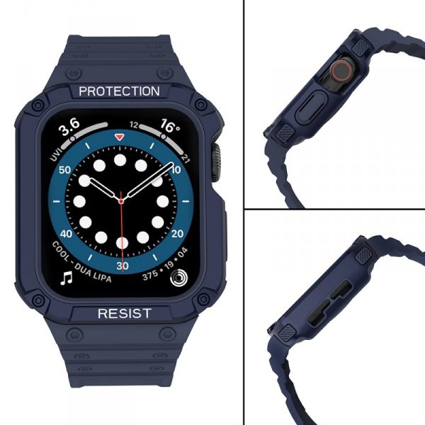 Pasek z etui ochronnym Protect Strap Band do Apple Watch 42 / 44 / 45 mm opaska obudowa pancerna - niebieski