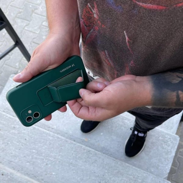 Wozinsky Kickstand Case silikonowe etui z podstawką iPhone 13 miętowe