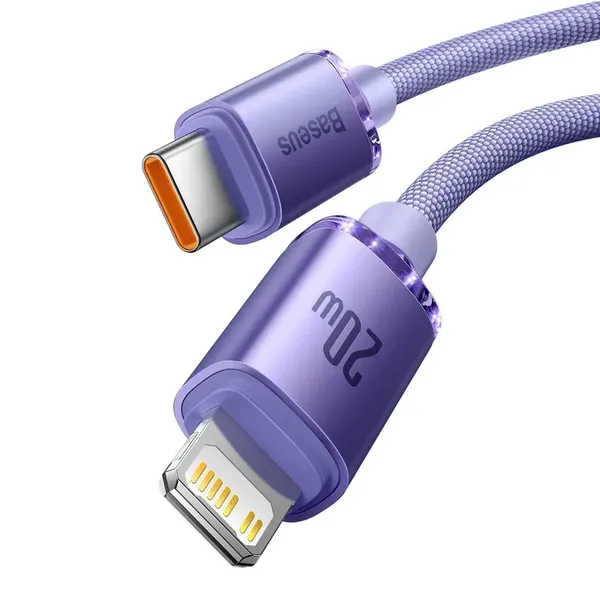 Kabel Baseus CAJY000205 Lightning - USB-C PD 20W 480Mb/s 1,2m - fioletowy