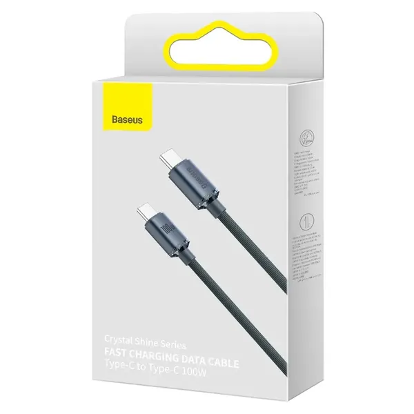 Kabel Baseus CAJY000701 USB-C - USB-C PD 100W 5A 480Mb/s 2m - czarny