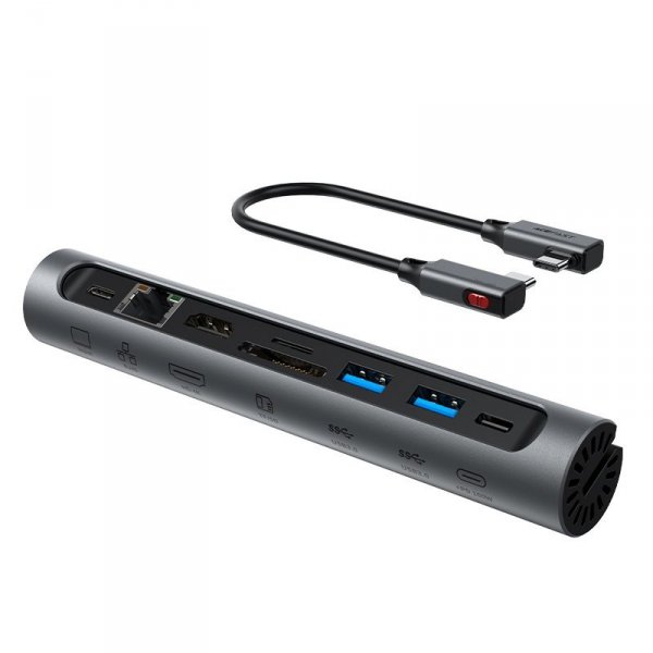 Podstawka Acefast E5 Plus HUB do laptopa USB-C 2x USB-A 3.2 TF SD HDMI RJ45 100W - szara