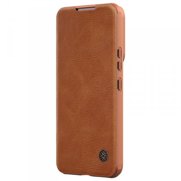 Nillkin Qin Leather Pro Case etui do Samsung Galaxy S22+ (S22 Plus) osłona na aparat kabura pokrowiec obudowa z klapką brązowy