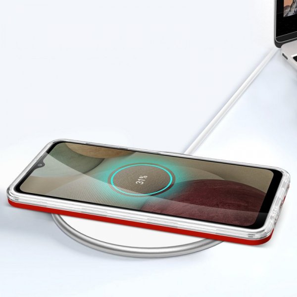 Clear 3in1 etui do Samsung Galaxy A22 4G żelowy pokrowiec z ramką czerwony
