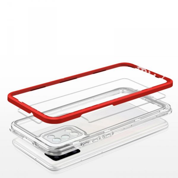 Clear 3in1 etui do Samsung Galaxy A03s (166) żelowy pokrowiec z ramką czerwony