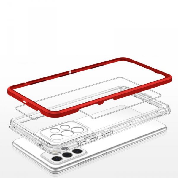 Clear 3in1 etui do Samsung Galaxy A53 5G żelowy pokrowiec z ramką czerwony