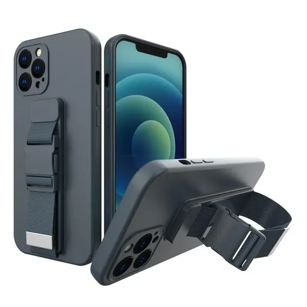 Rope Case silikonowe etui ze smyczą torebka smycz pasek do Xiaomi Redmi Note 11 Pro granatowy