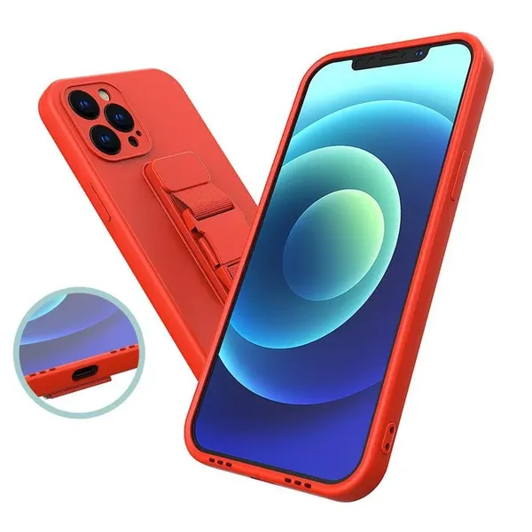 Rope Case silikonowe etui ze smyczą torebka smycz pasek do Redmi Note 11 Pro czerwony