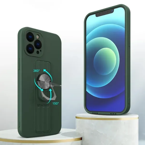 Ring Case silikonowe etui z uchwytem na palec i podstawką do Samsung Galaxy S22 czerwony