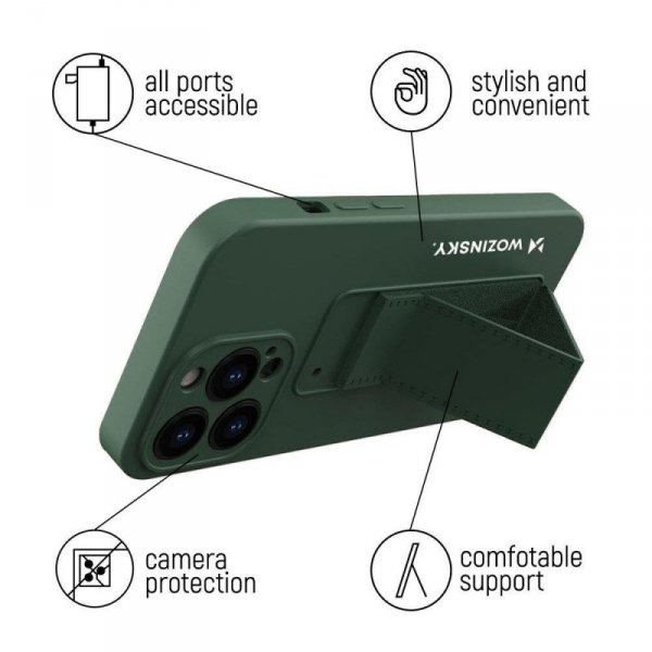 Wozinsky Kickstand Case silikonowe etui z podstawką etui Xiaomi Poco M4 Pro 5G czerwone