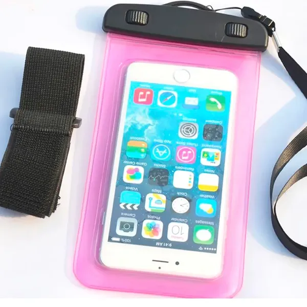 Wodoodporne etui z opaską do telefonu armband PVC - niebieskie